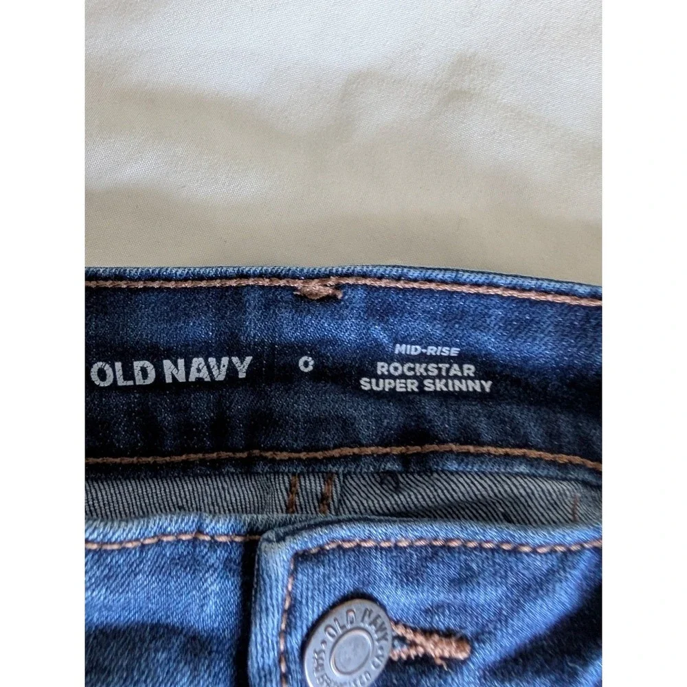 Old Navy Rockstar Super Skinny Jeans Dark Wash Mid Rise Size 0 Kids Denim